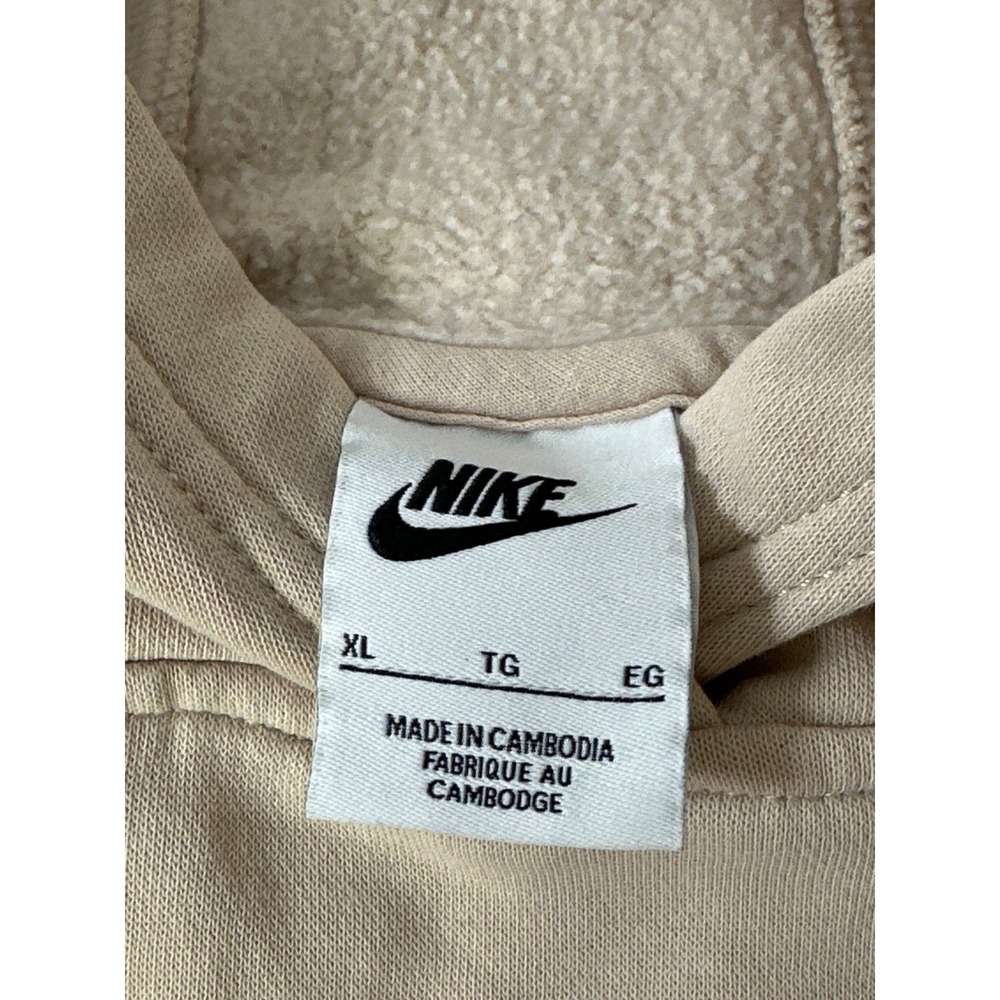 Nike Kids XL Tan Hoodie Sherpa-Lined Pullover Sweatshirt Kangaroo Pocket - Picture 4 of 4